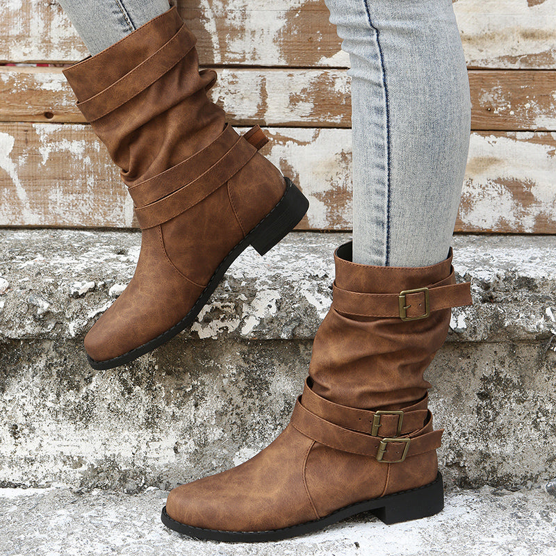 Nettie - Bottes Rétro en Cuir pour l'Automne