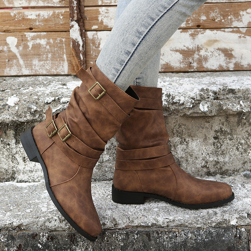 Nettie - Bottes Rétro en Cuir pour l'Automne