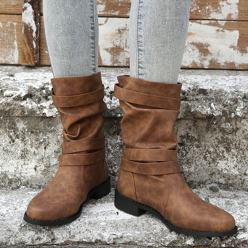 Nettie - Bottes Rétro en Cuir pour l'Automne