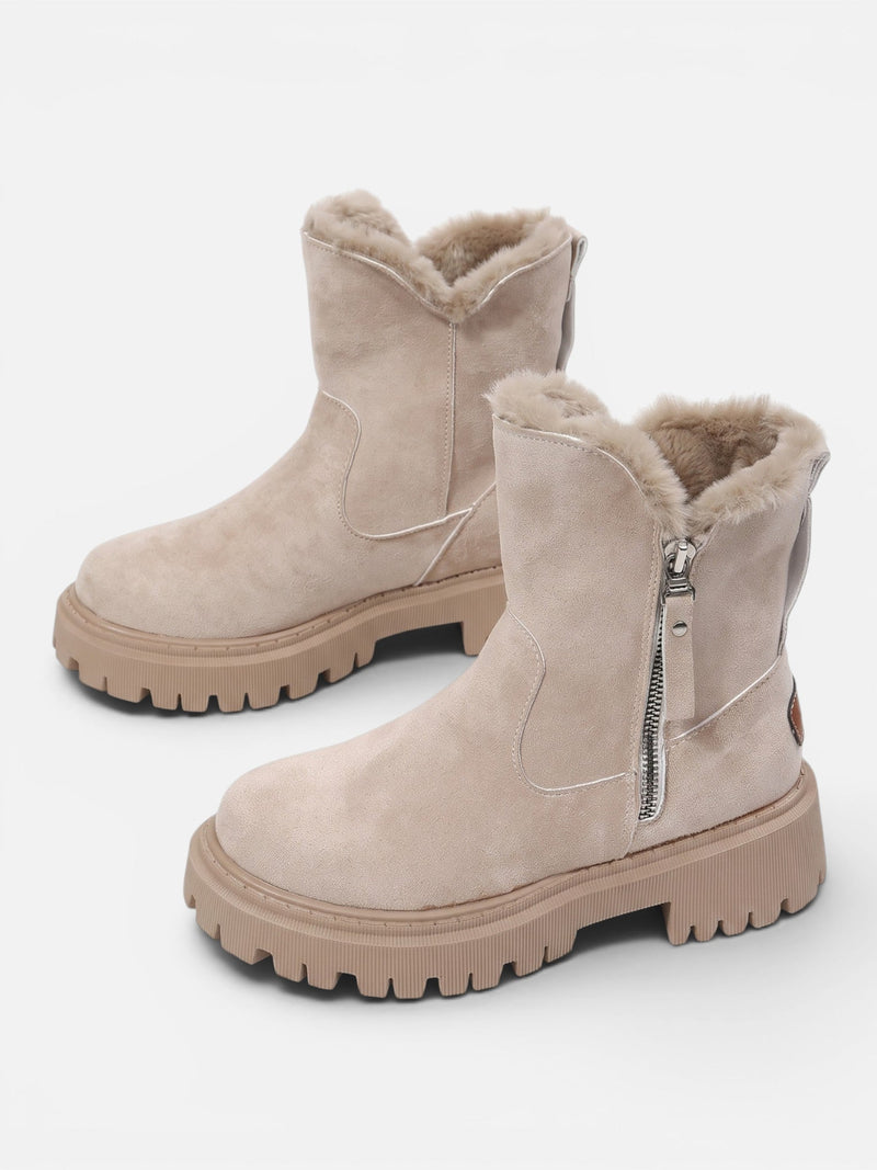 Bottines Femme en Daim Fourrées Semelle Épaisse