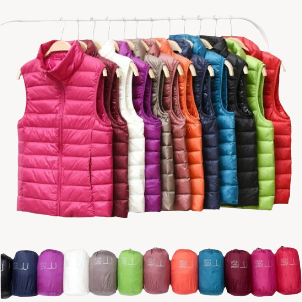 Gilet matelassé léger sans manches col montant zippé
