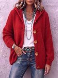 Ingrid - Cardigan femme en maille à capuche avec boutons