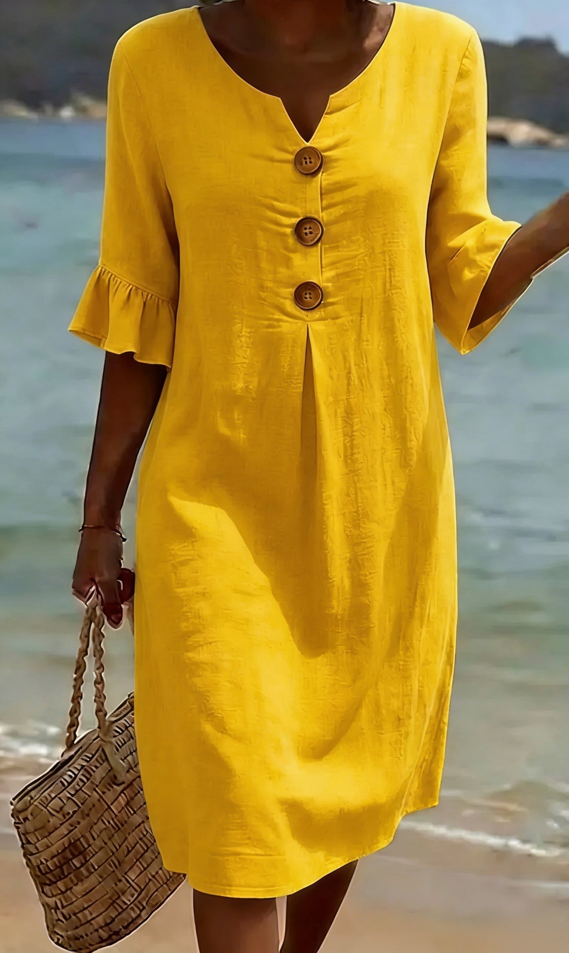 Robe Beatrix coton lin à boutons — vue 11