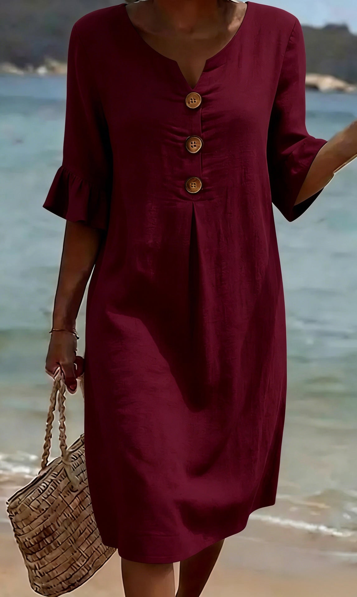Robe Beatrix coton lin à boutons — vue 8