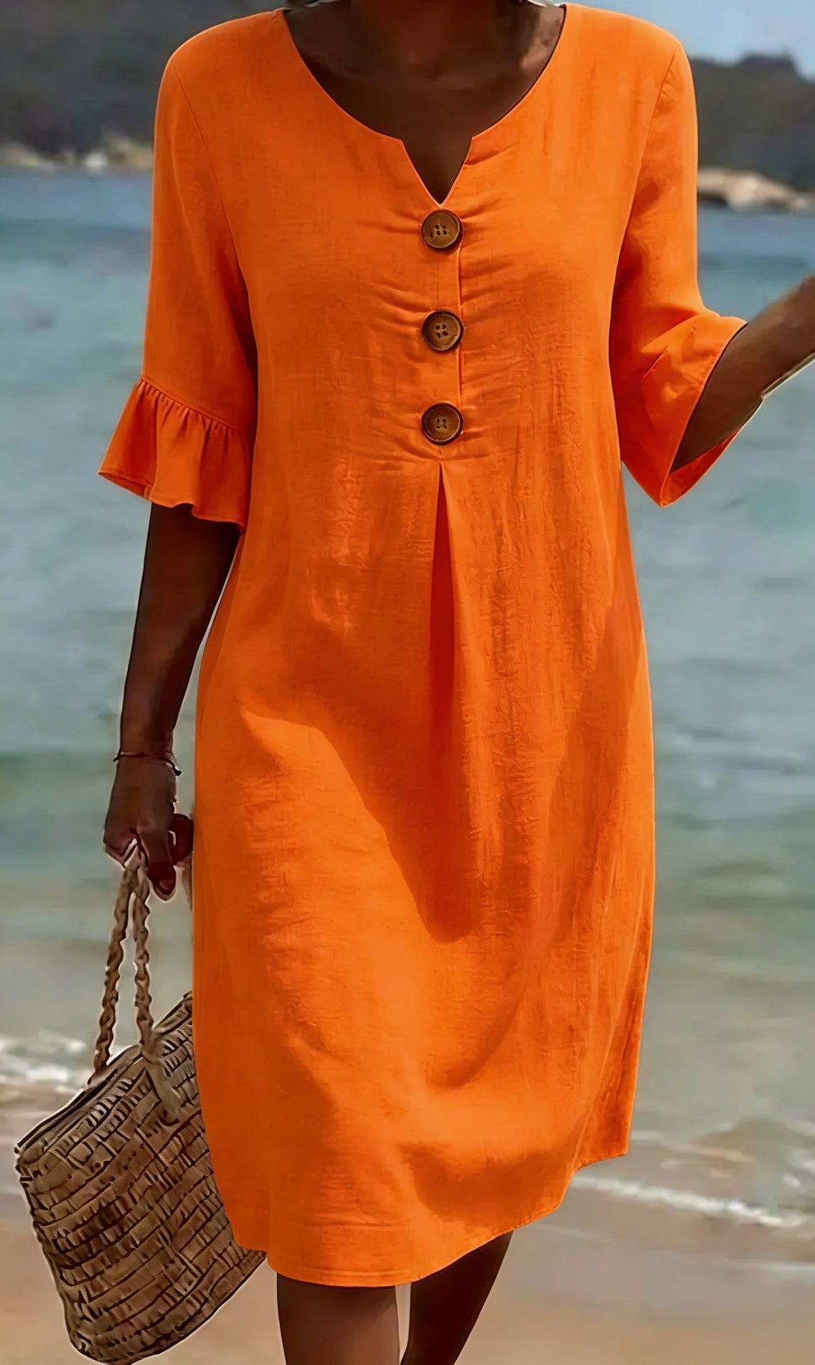Robe Beatrix coton lin à boutons — vue 9