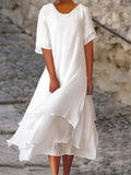 Robe midi coton lin double épaisseur — vue 1