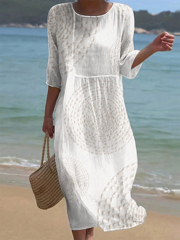 Robe midi fluide Pavessa coton lin — vue 1
