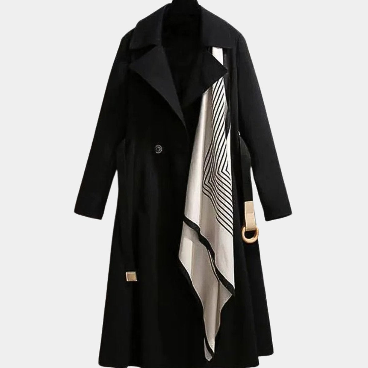Trench-coat long avec ceinture et foulard pour femmes
