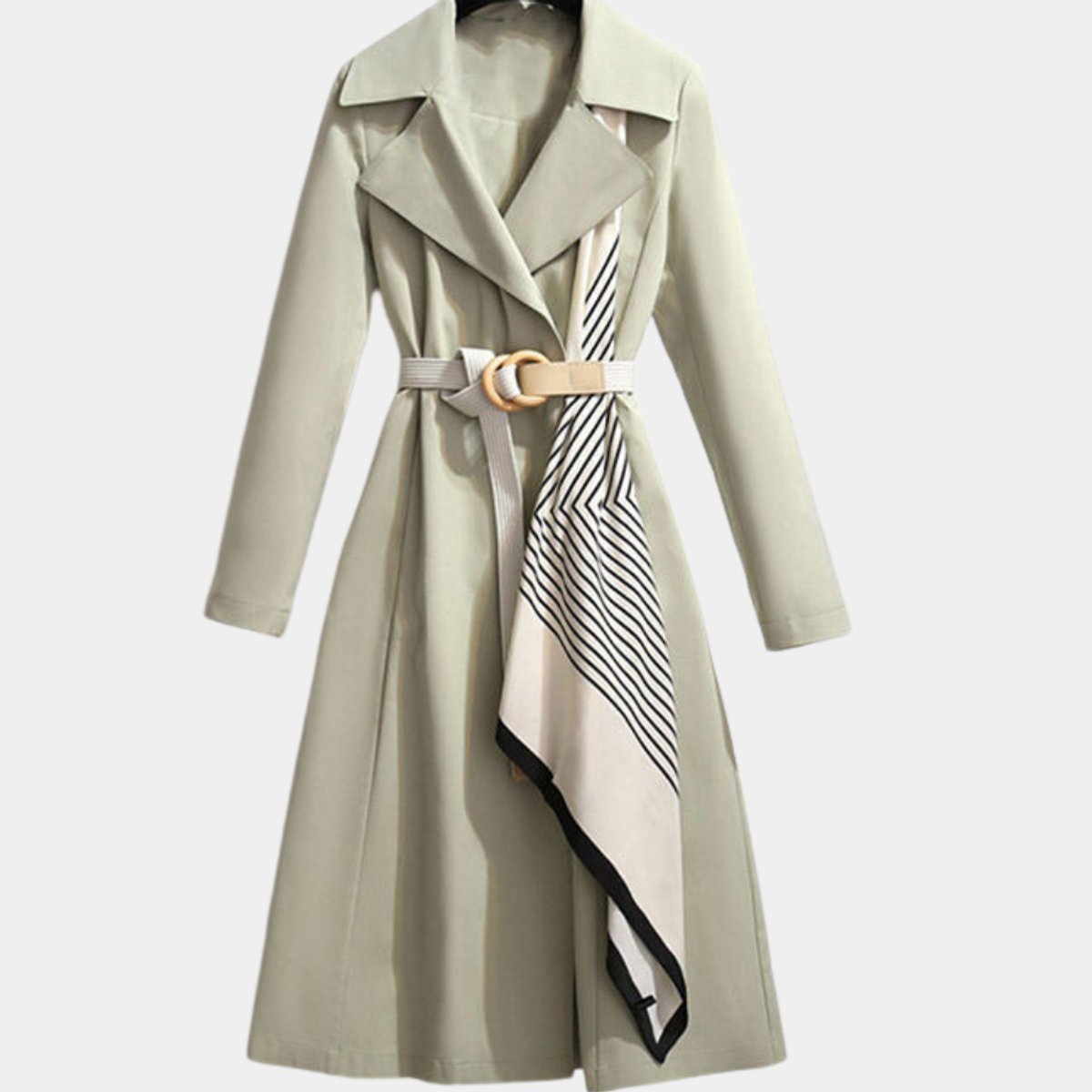 Trench-coat long avec ceinture et foulard pour femmes