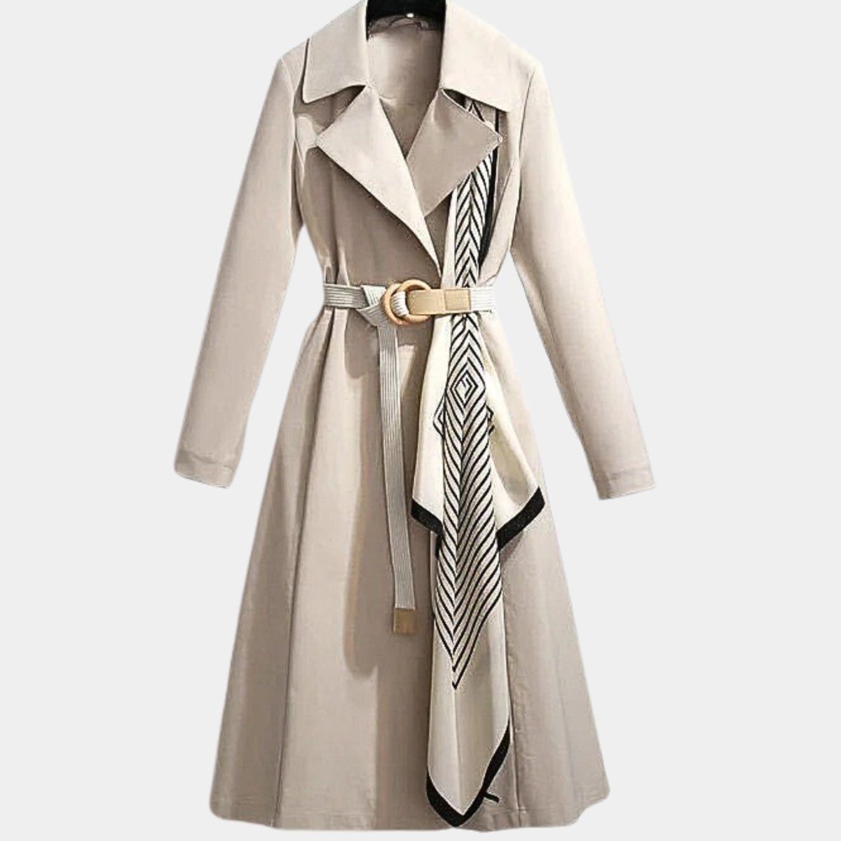 Trench-coat long avec ceinture et foulard pour femmes