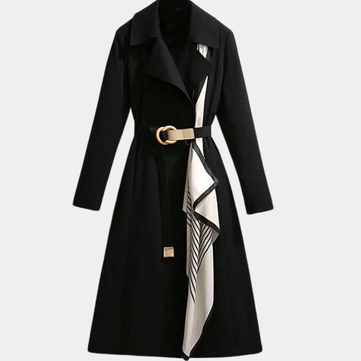 Trench-coat long avec ceinture et foulard pour femmes