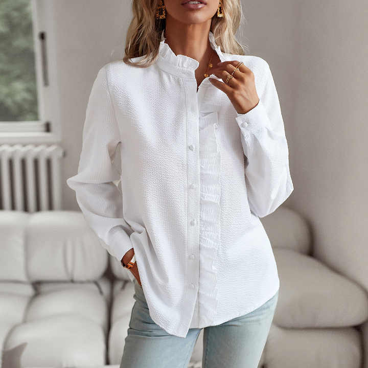 Chemise à Volants Femme | Élégante & Féminine | Coupe Flatteuse pour Bureau ou Sorties