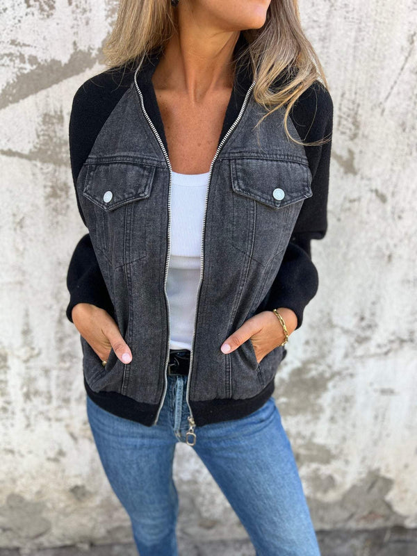 Zuzanna - Veste en denim élégante avec fermeture éclair